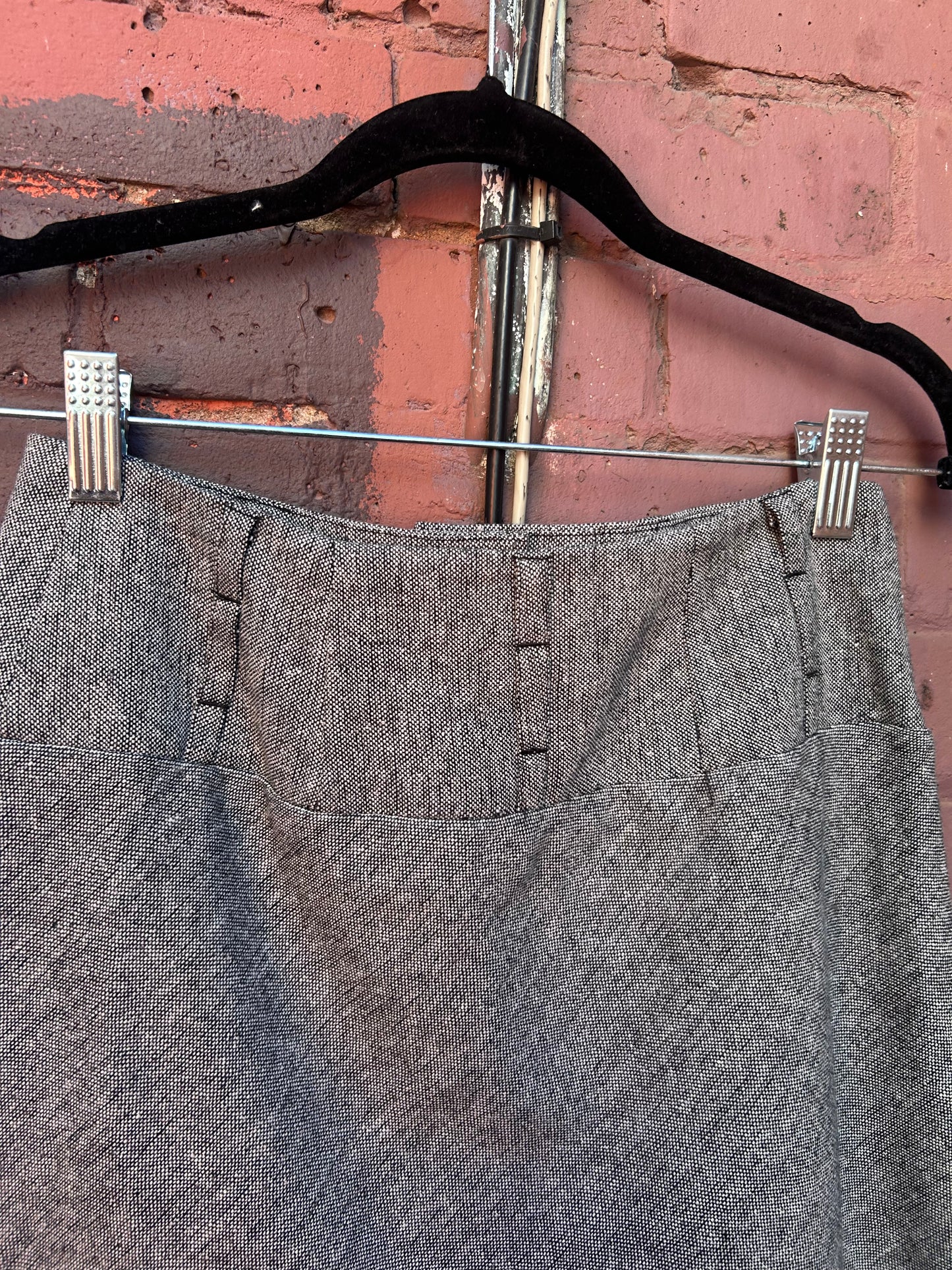 Y2K Vintage Grey Tweed Low Rise Midi Skirt / 26 Waist