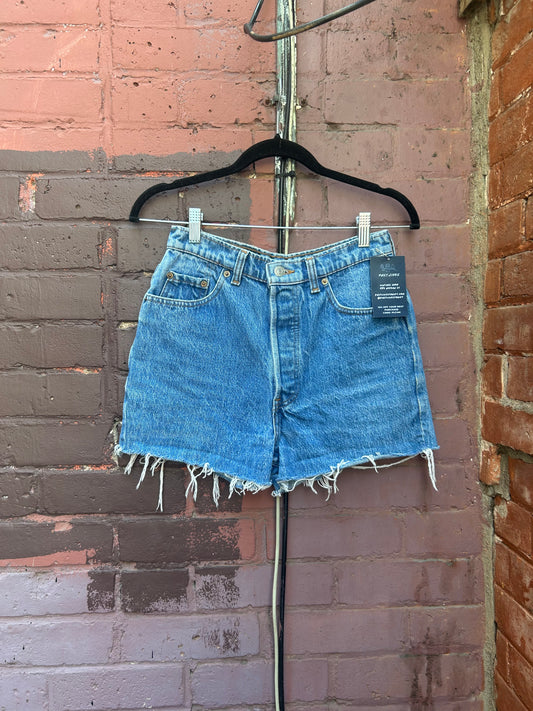 90's Vintage Levi's Cut Off Denim Shorts / 26 Waist