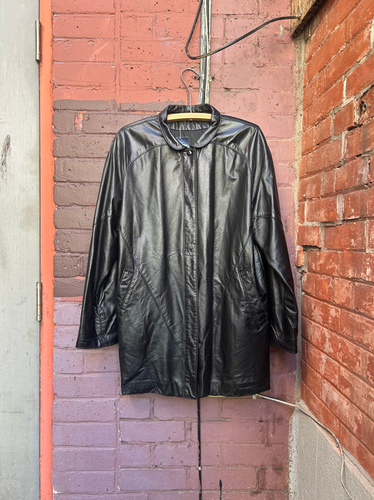 80’s Vintage Black Leather Jacket / Size L