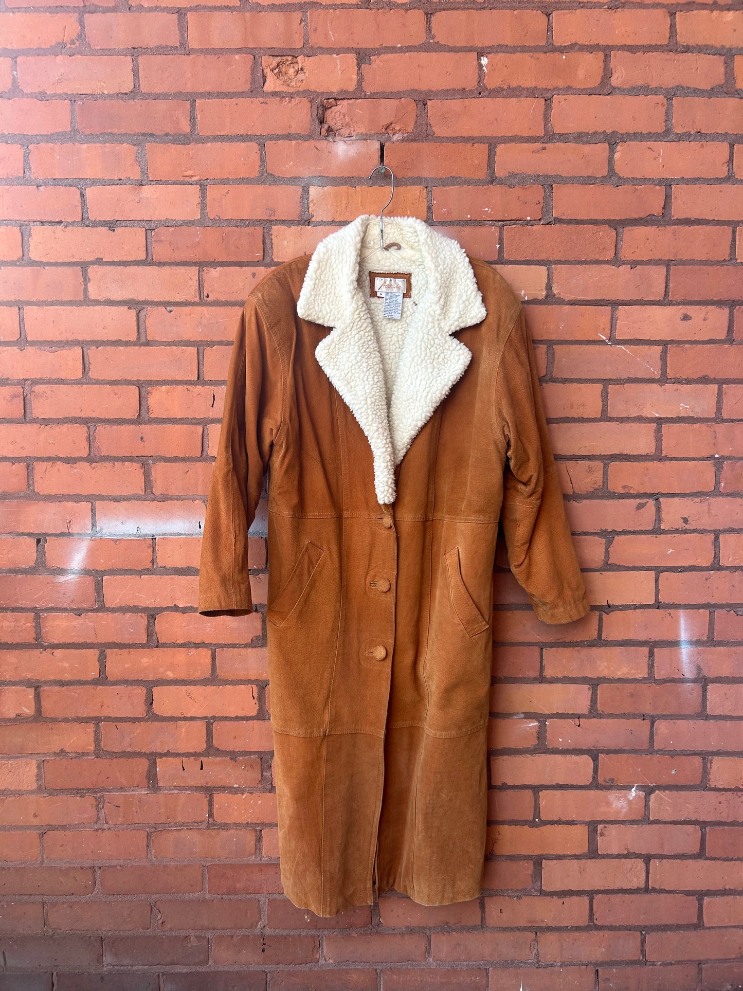 90’s Vintage Camel Brown Suede Sherpa Jacket / Size M