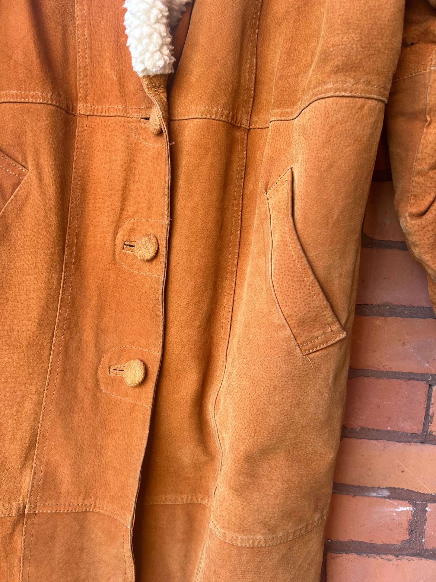 90’s Vintage Camel Brown Suede Sherpa Jacket / Size M
