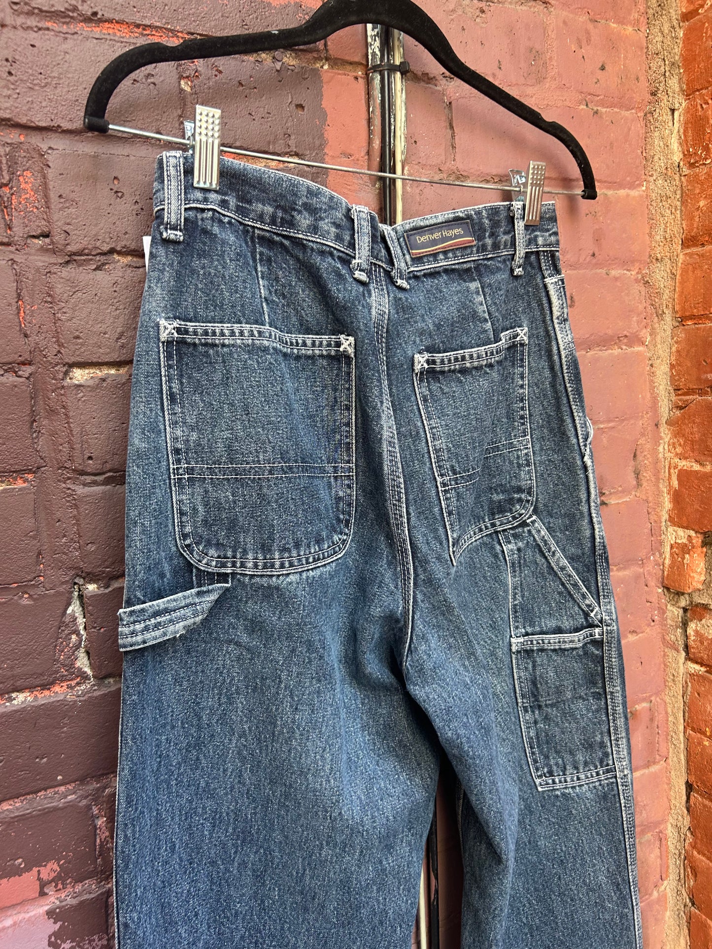 90's Vintage Faded Blue Carpenter Jeans / 28 Waist