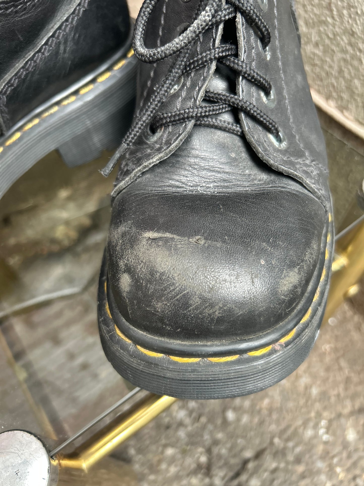 90's Vintage Dr Martens Black Leather Abilene Chunky Lace Up Shoes / Size 10