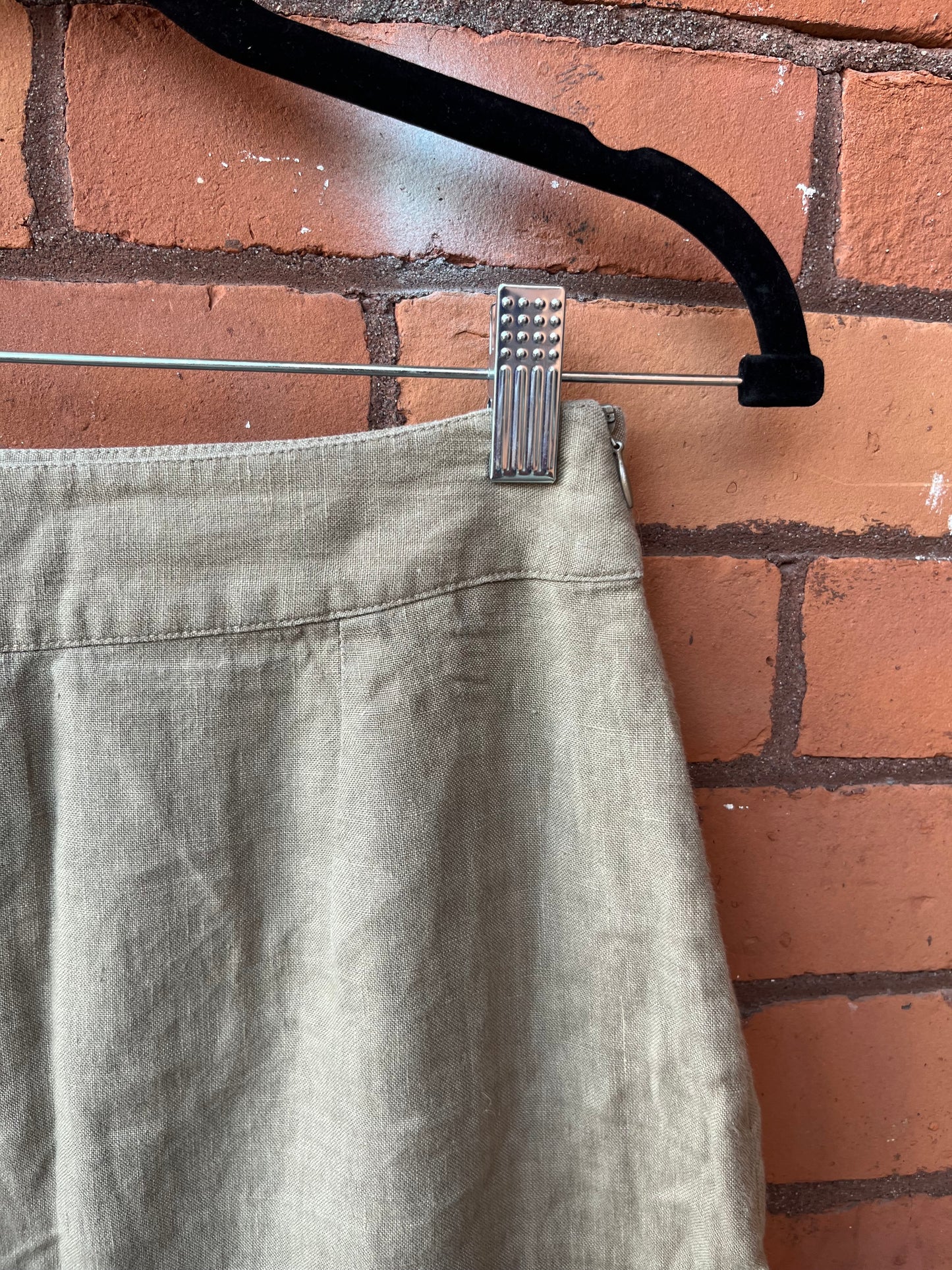 90’s Vintage Brown Linen Maxi Skirt / 25 Waist