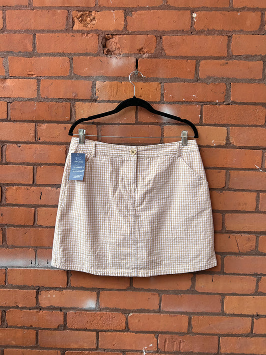 Y2K Vintage Cream & White Cotton Gingham Skort / 33 Waist