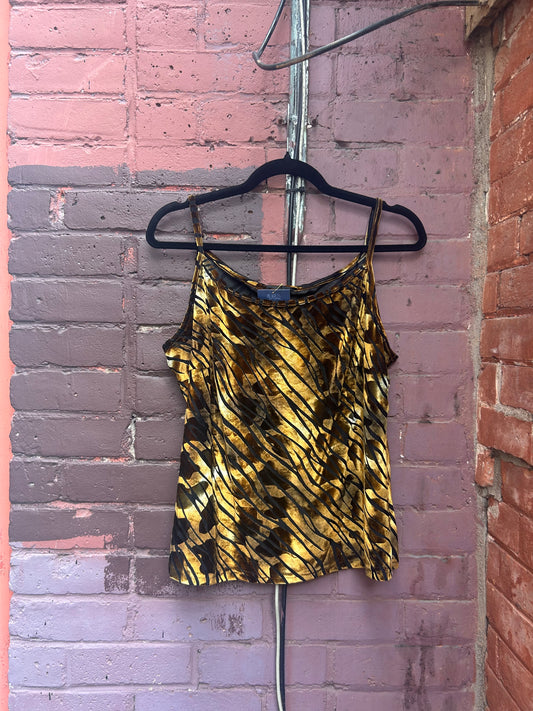 90’s Vintage Tiger Velvet Burn Out Tank / Size L
