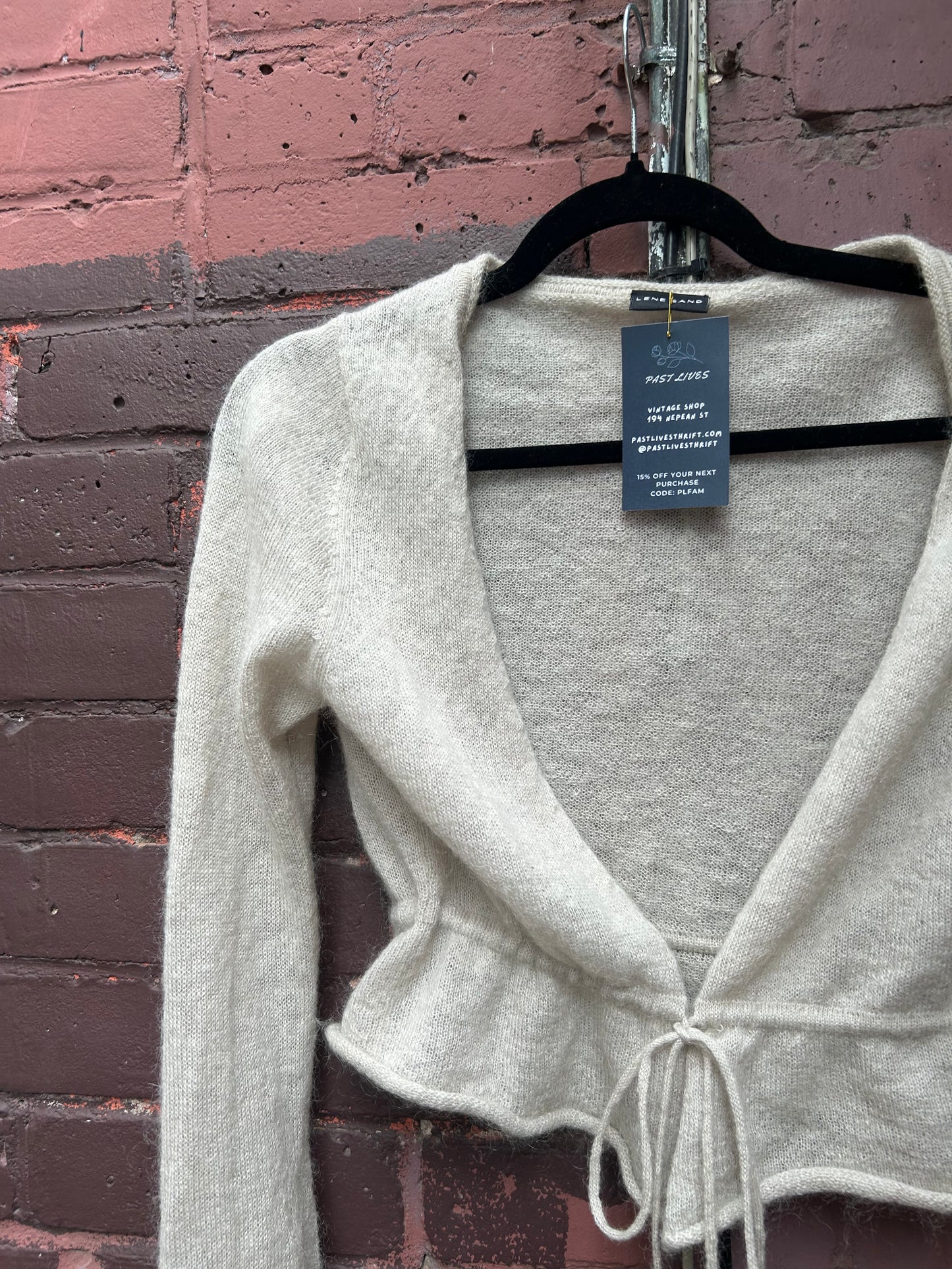 Y2K Vintage Stone Mohair Tie Cardigan / Size XS