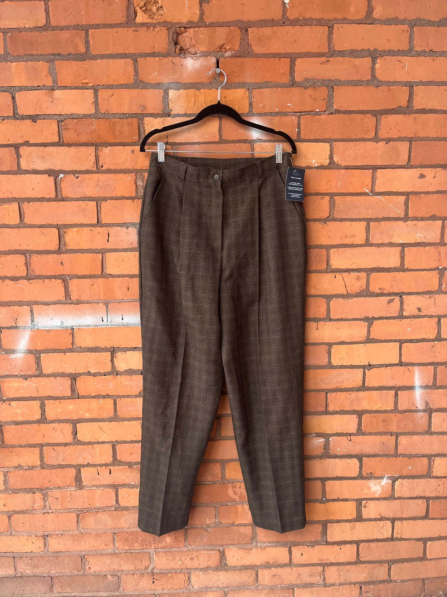 90’s Vintage Brown Plaid High Waist Trousers / 32 - 34 Waist
