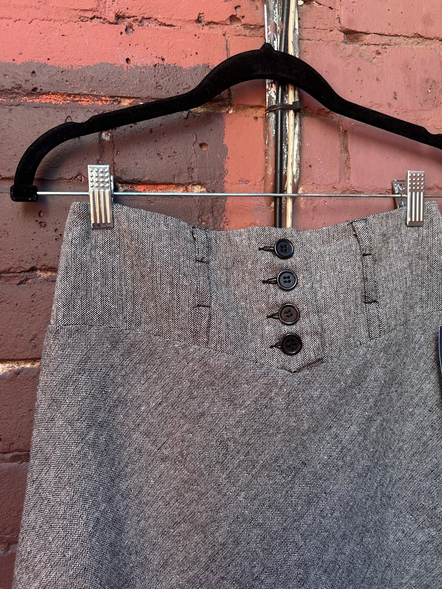 Y2K Vintage Grey Tweed Low Rise Midi Skirt / 26 Waist