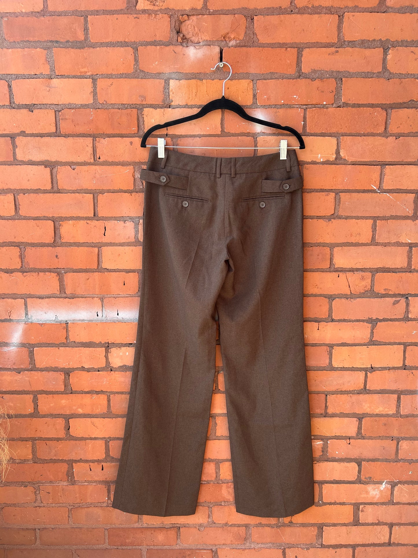 Y2K Vintage Brown Low Rise Wide Leg Trousers / 30 Waist
