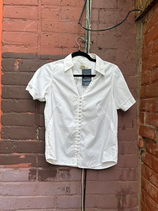 Y2K Vintage Club Monaco White Button Down Short Sleeve Blouse / Size S