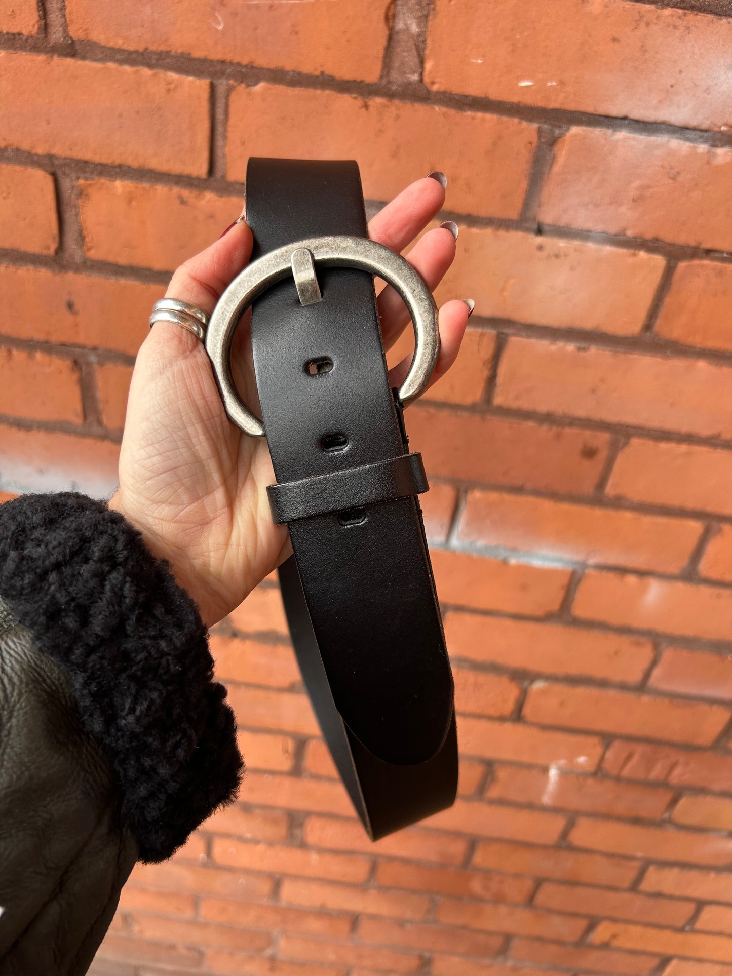 90’s Vintage Black Leather Chunky Belt / 34-38 Waist