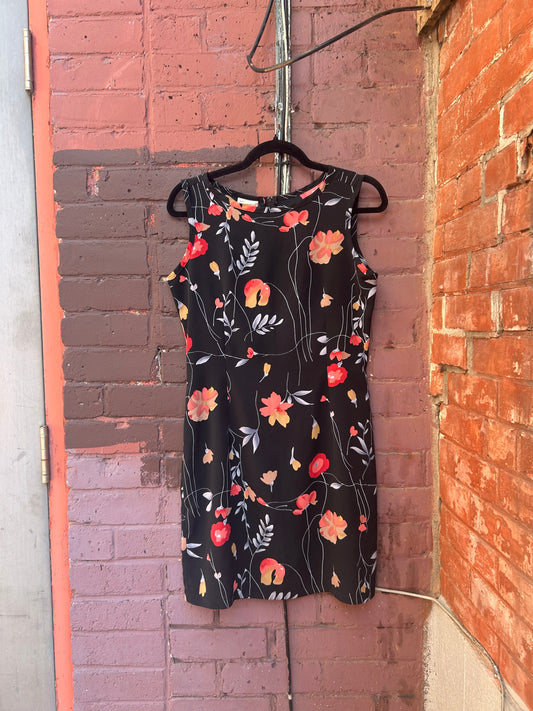 90's Vintage Floral High Neck Mini Dress / Size M