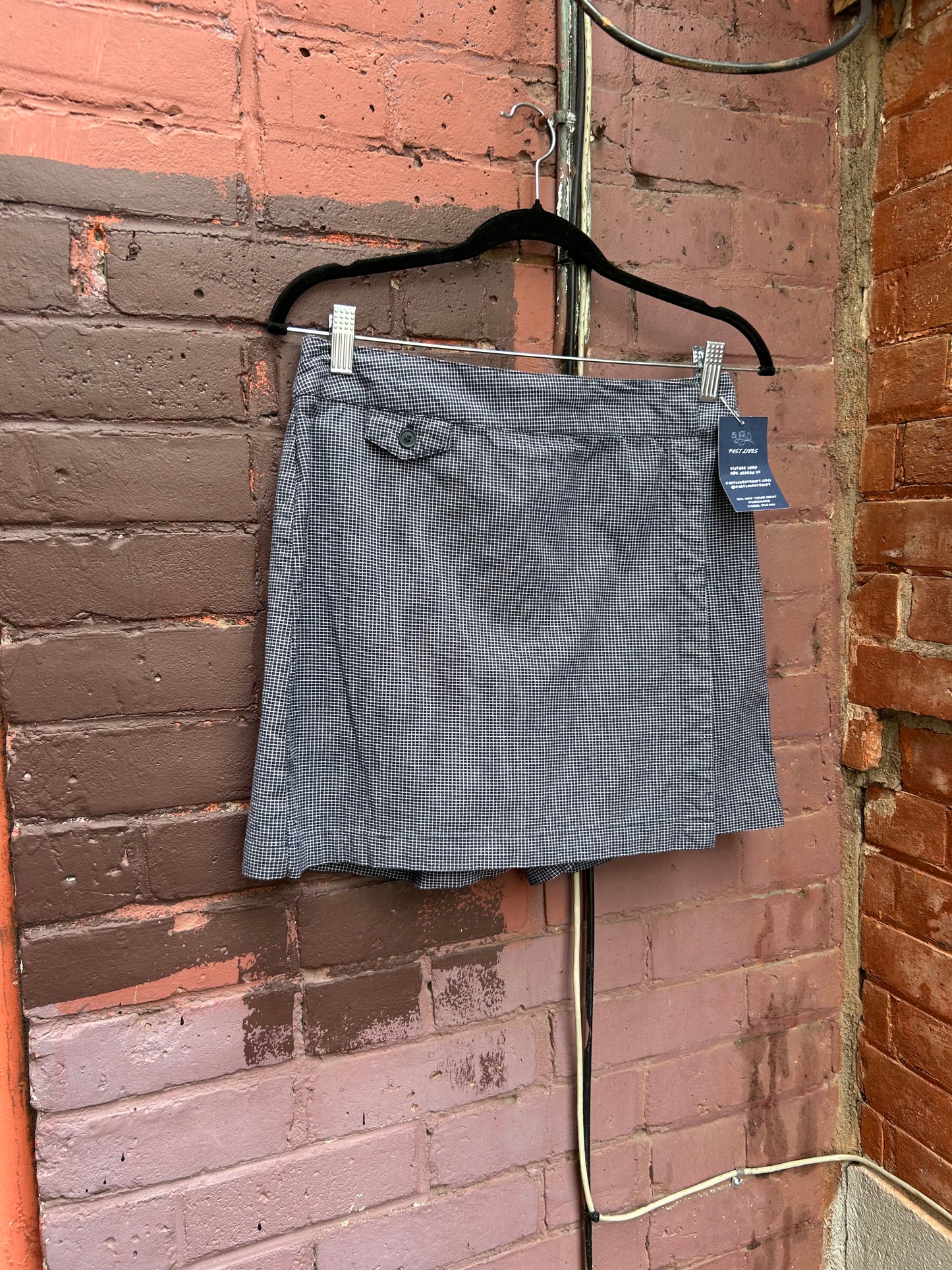90’s Vintage Blue Micro Plaid Mini Skort / 28 Waist