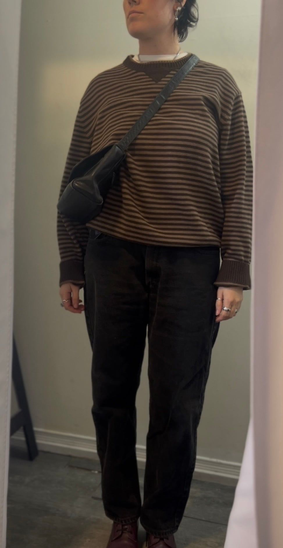 90’s Vintage Black Leather Crossbody / Shoulder Purse