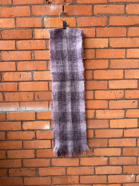 90’s Vintage Purple Plaid Mohair Scarf