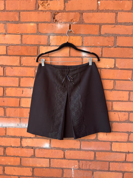 90’s Vintage Black Lace Mini Skirt / 31 Waist