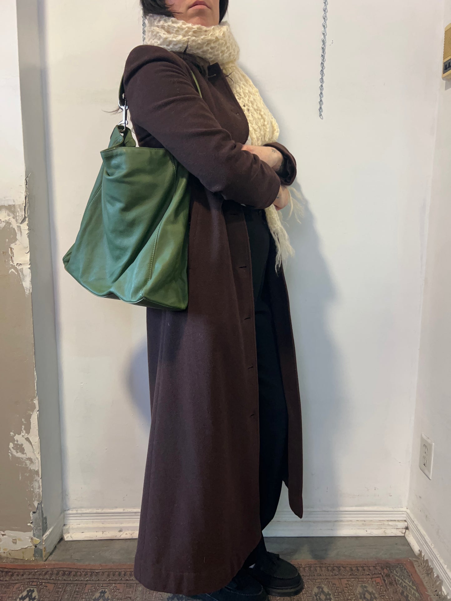 Y2K Vintage Green Italian Leather Slouchy Purse