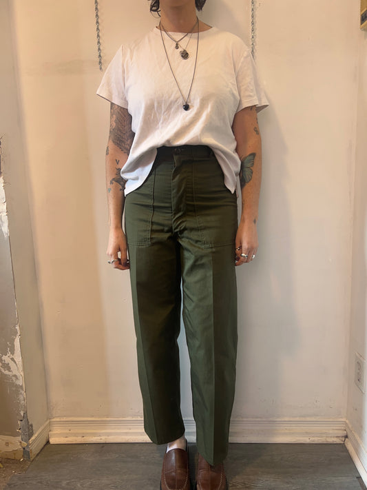 80's Vintage Green OG 507 Military Fatigue Pants / 33 Waist