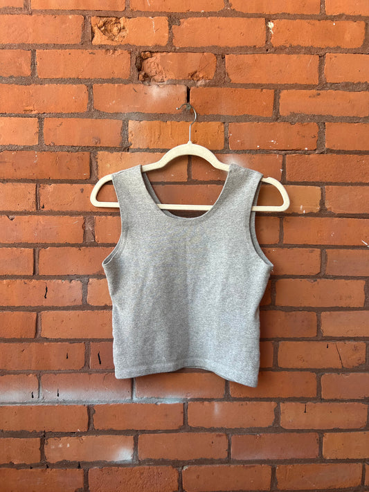 90’s Vintage Grey Scoop Neck Tank Top / Size M