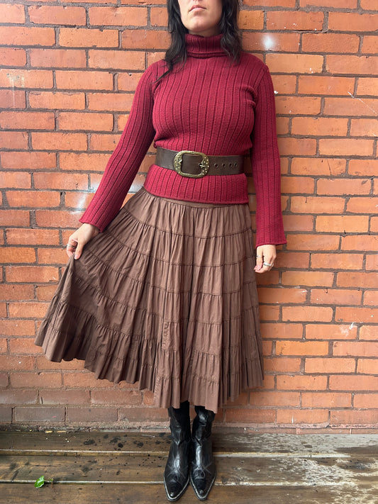 90’s Vintage Red Orange Cotton Turtleneck Sweater / Size M