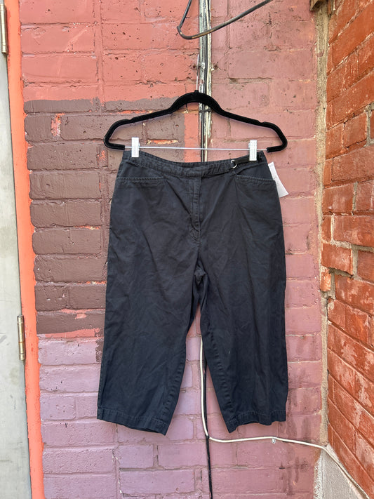 Y2K Vintage Black Cotton Capris / 28 Waist