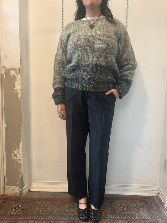 90’s Vintage Grey Shetland Wool Chunky Knit Sweater / Size M