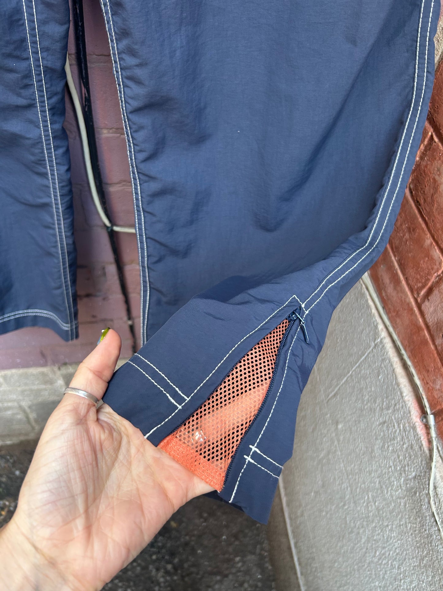 Y2K Vintage Blue Nylon Cargo Capris / 38 Waist