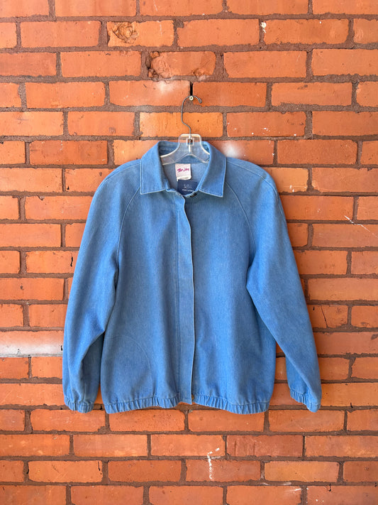 90’s Vintage Blue Denim Bomber Jacket/ Size M