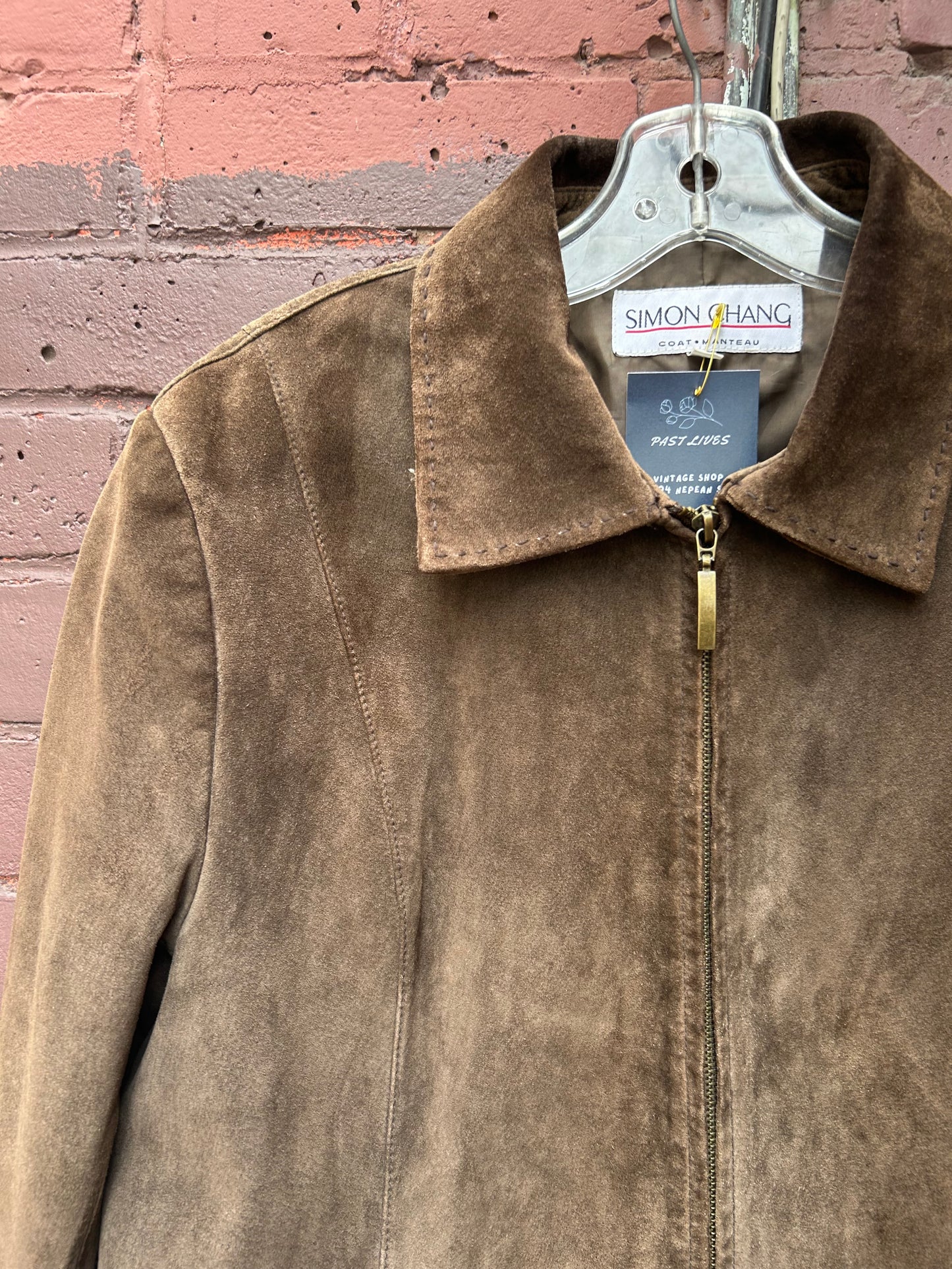 90's Vintage Brown Suede Zip Up Jacket / Size L