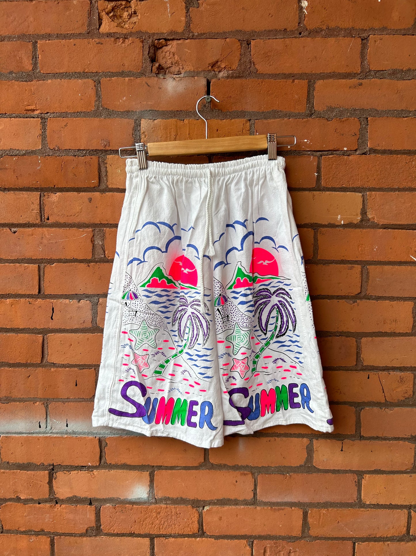 80’s Vintage Summer Vibes White Cotton Shorts / 24-30 Waist