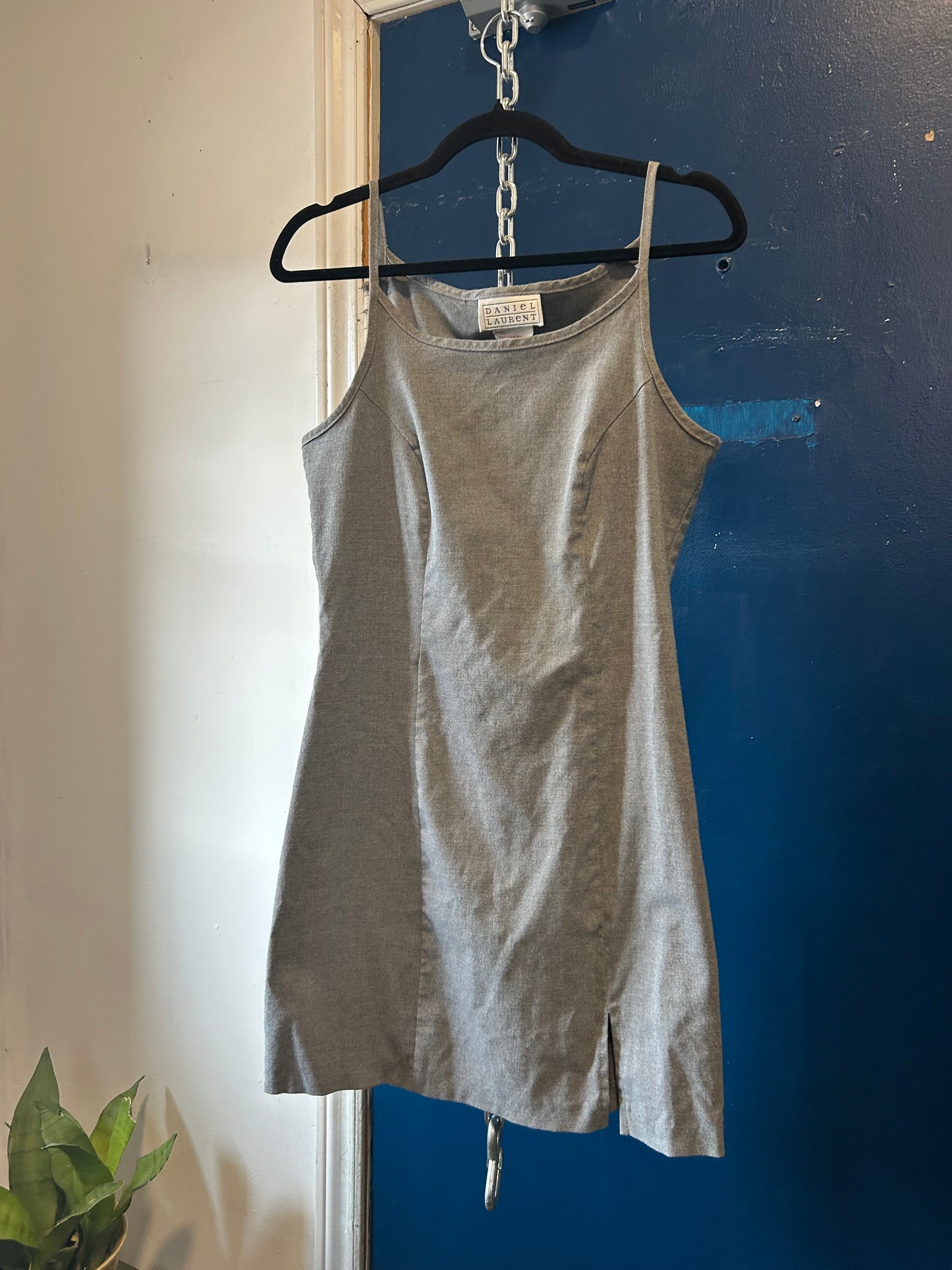 90’s Vintage Grey High Neck Mini Dress / Size 8