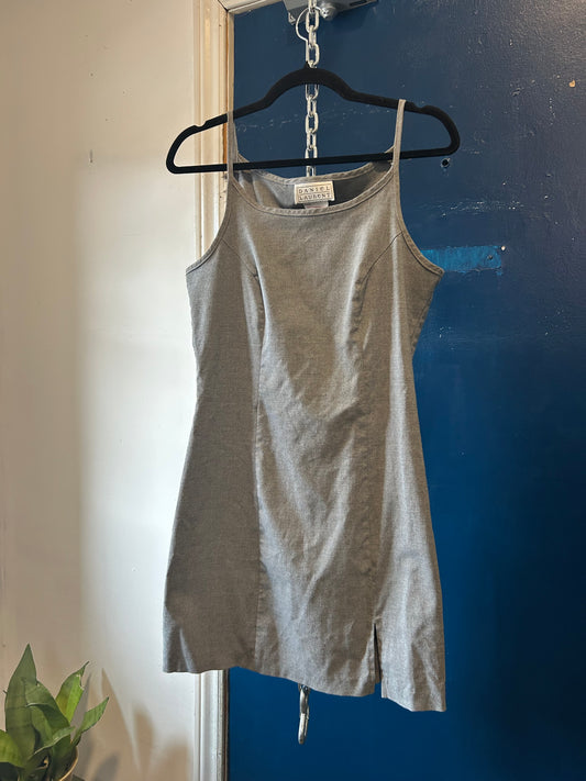 90’s Vintage Grey High Neck Mini Dress / Size 8