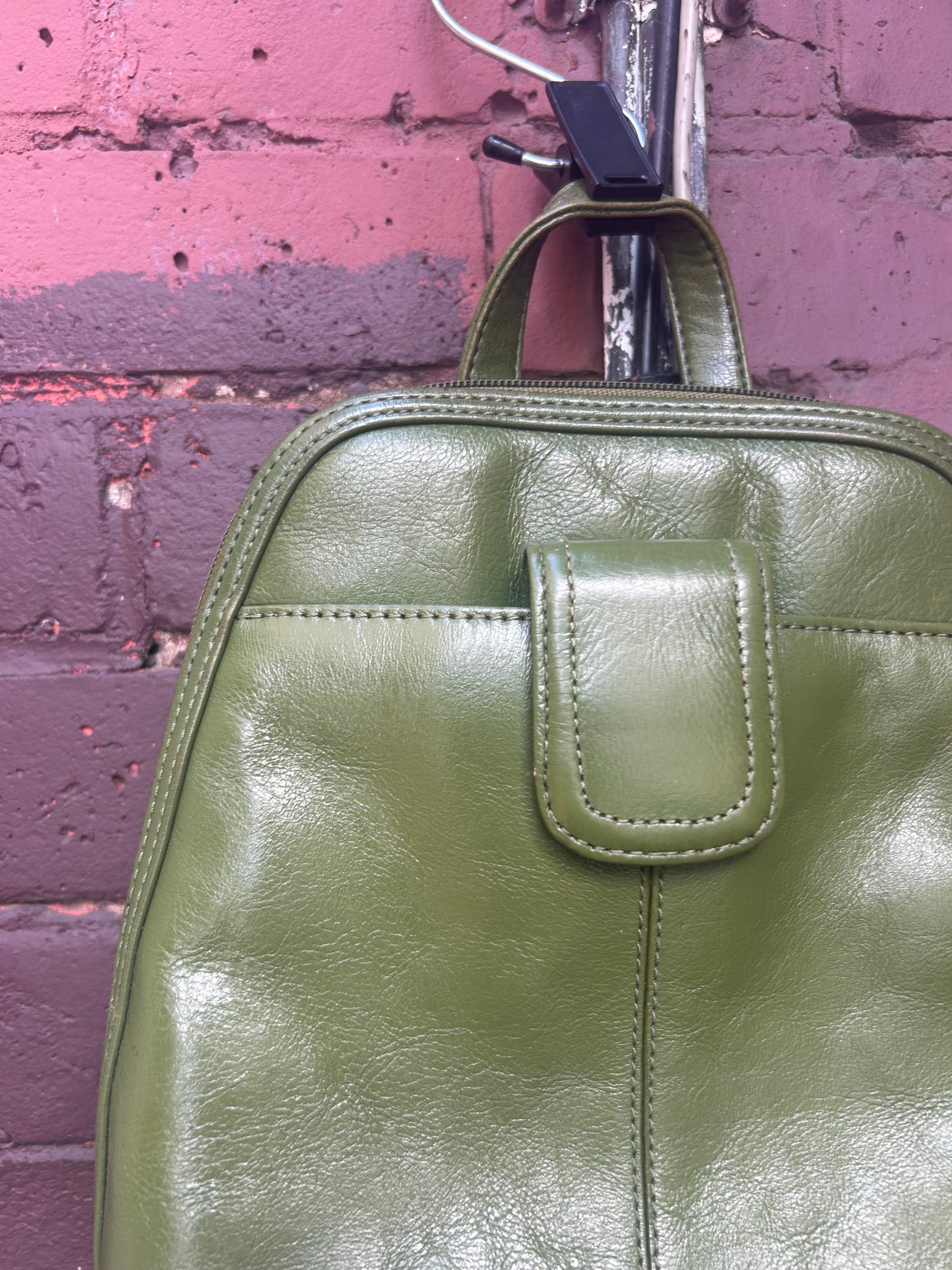90’s Vintage Green Leather Mini Back Pack