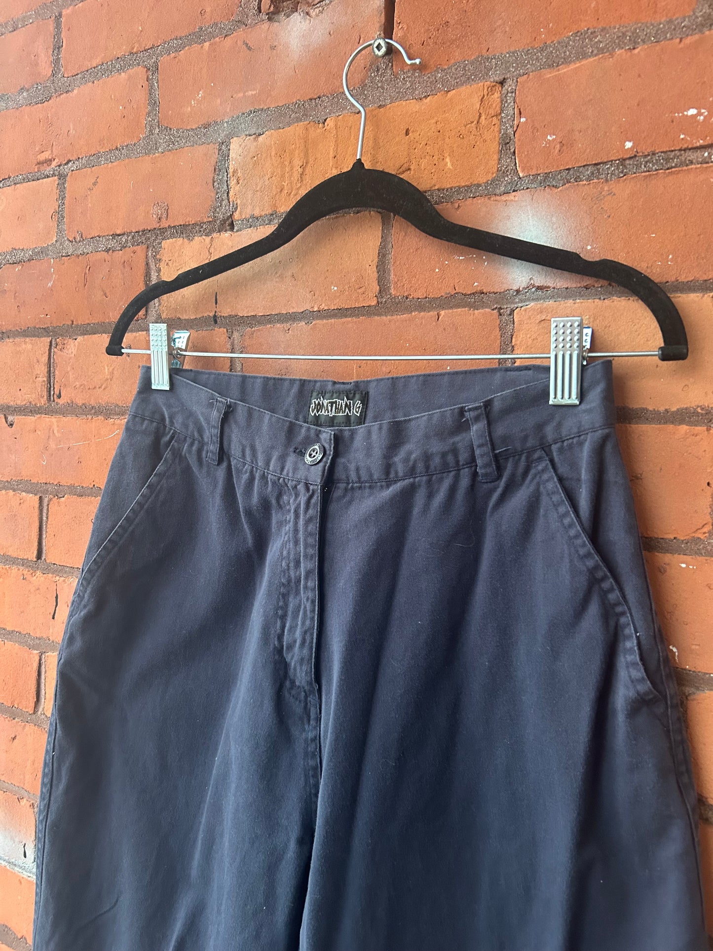 90’s Vintage Navy Cotton Pants / 28 Waist