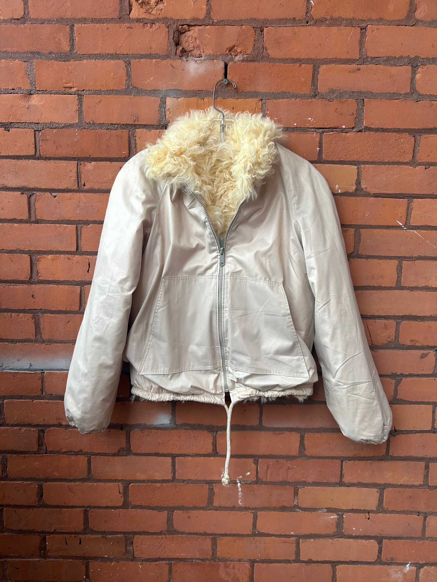 80’s Vintage Sheepskin Reversible Bomber Jacket / Size XS-S