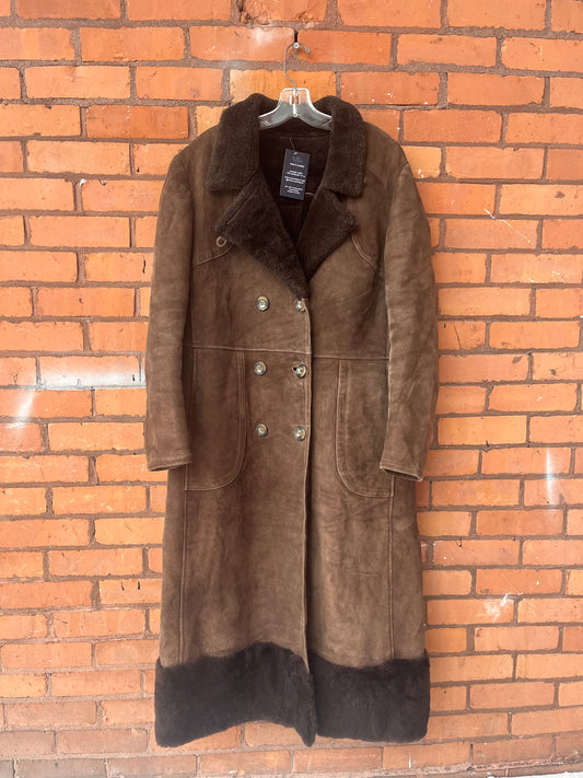 70’s Vintage Brown Suede Sheepskin Coat / Size M-L