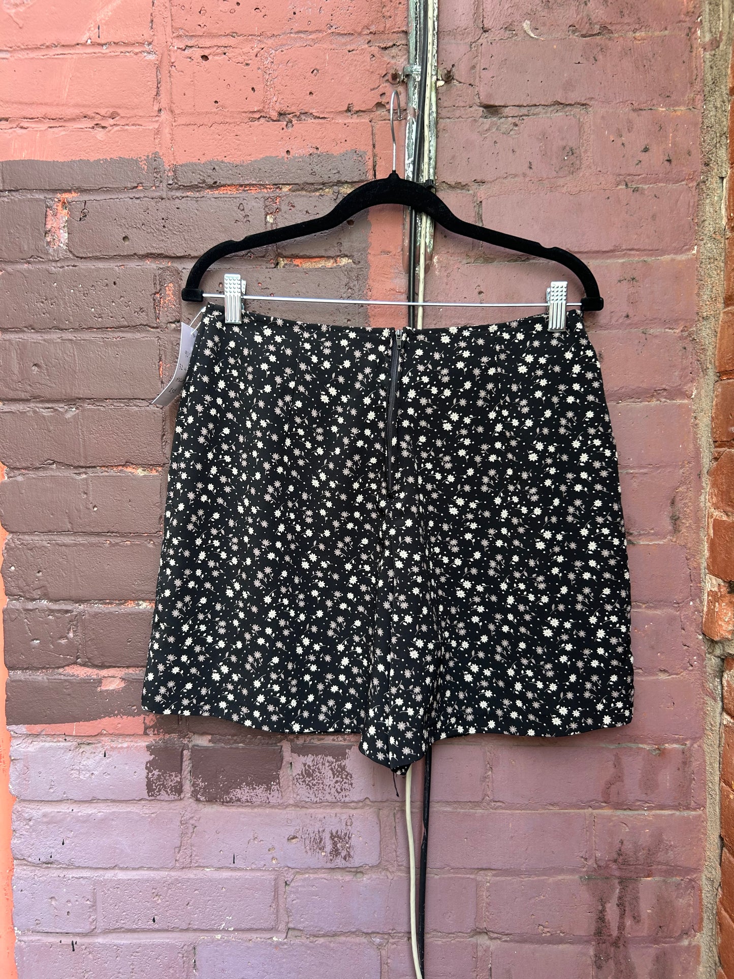 90's Vintage Black & Neutral Floral Wrap Skort / 32 Waist
