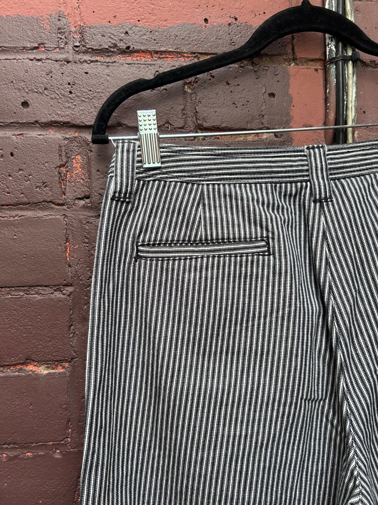 Y2K Vintage Cotton Black & White Striped Summer Pants / 6