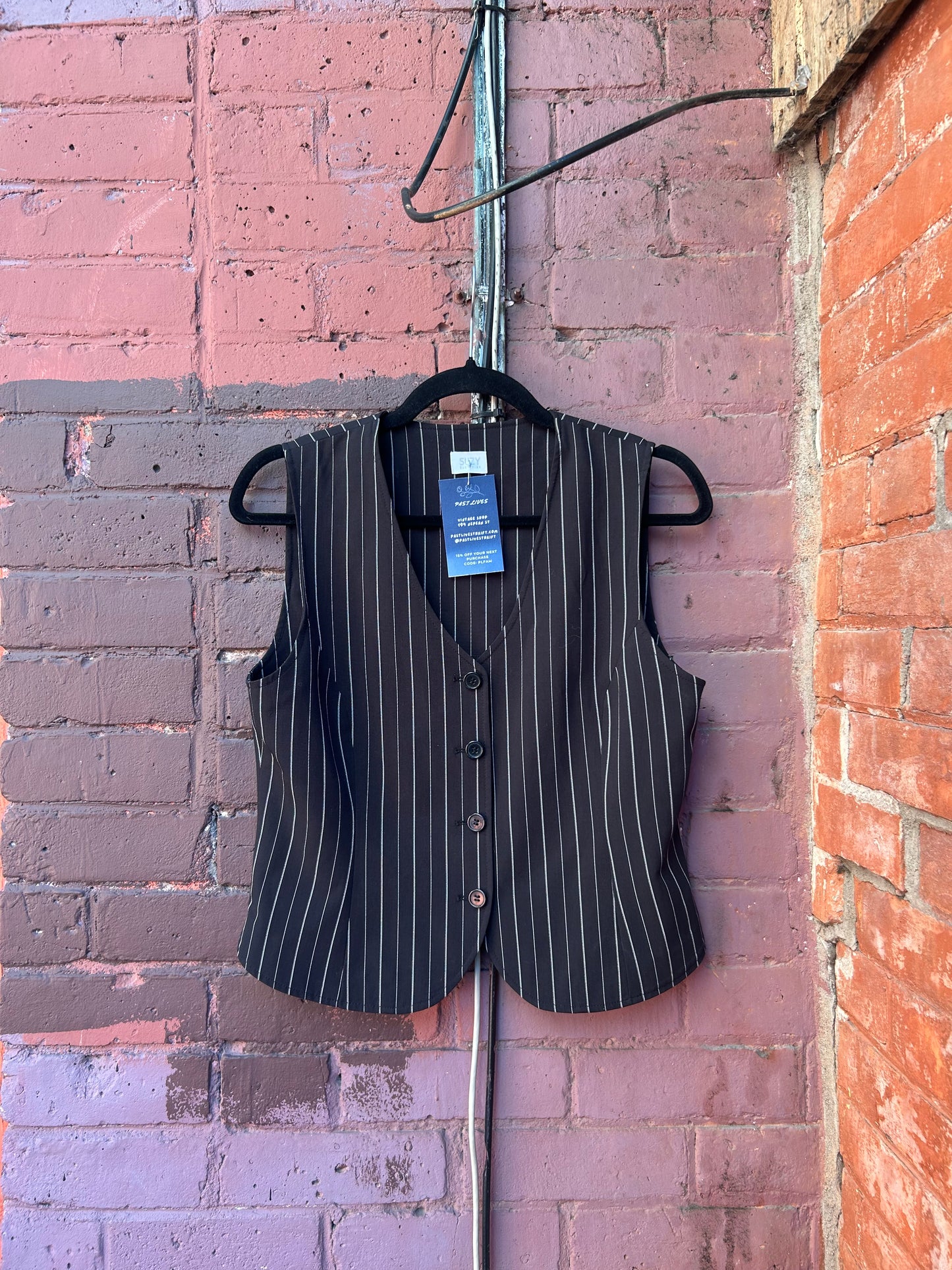 Y2K Vintage Black & White Pinstripe Vest / Size M