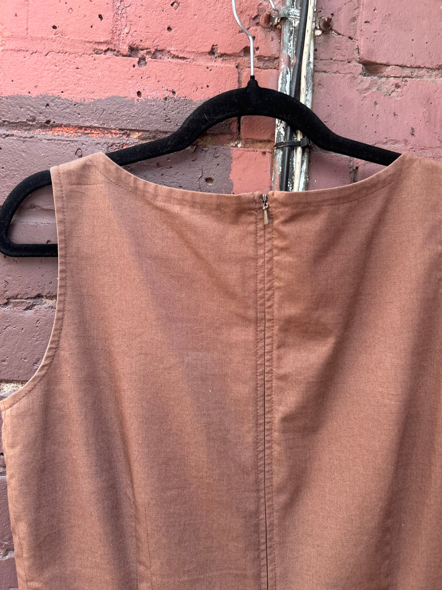 90's Vintage Mauve Linen Blend Midi Dress / Size 10