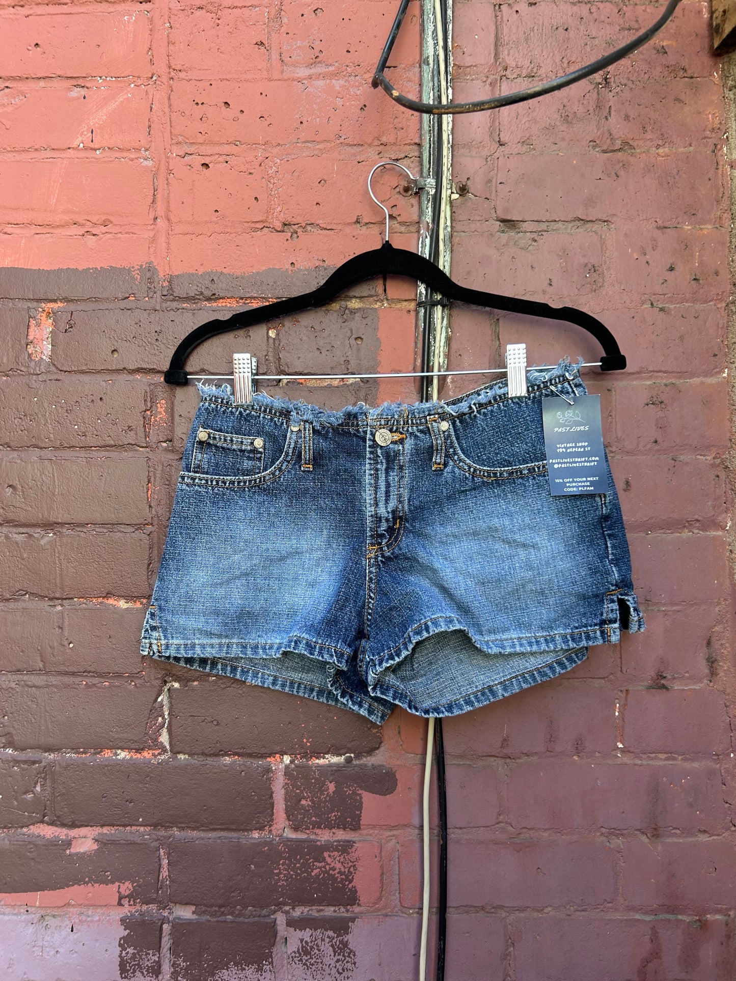 90’s Vintage Raw Edge Low Rise Micro Denim Shorts / 28 Waist