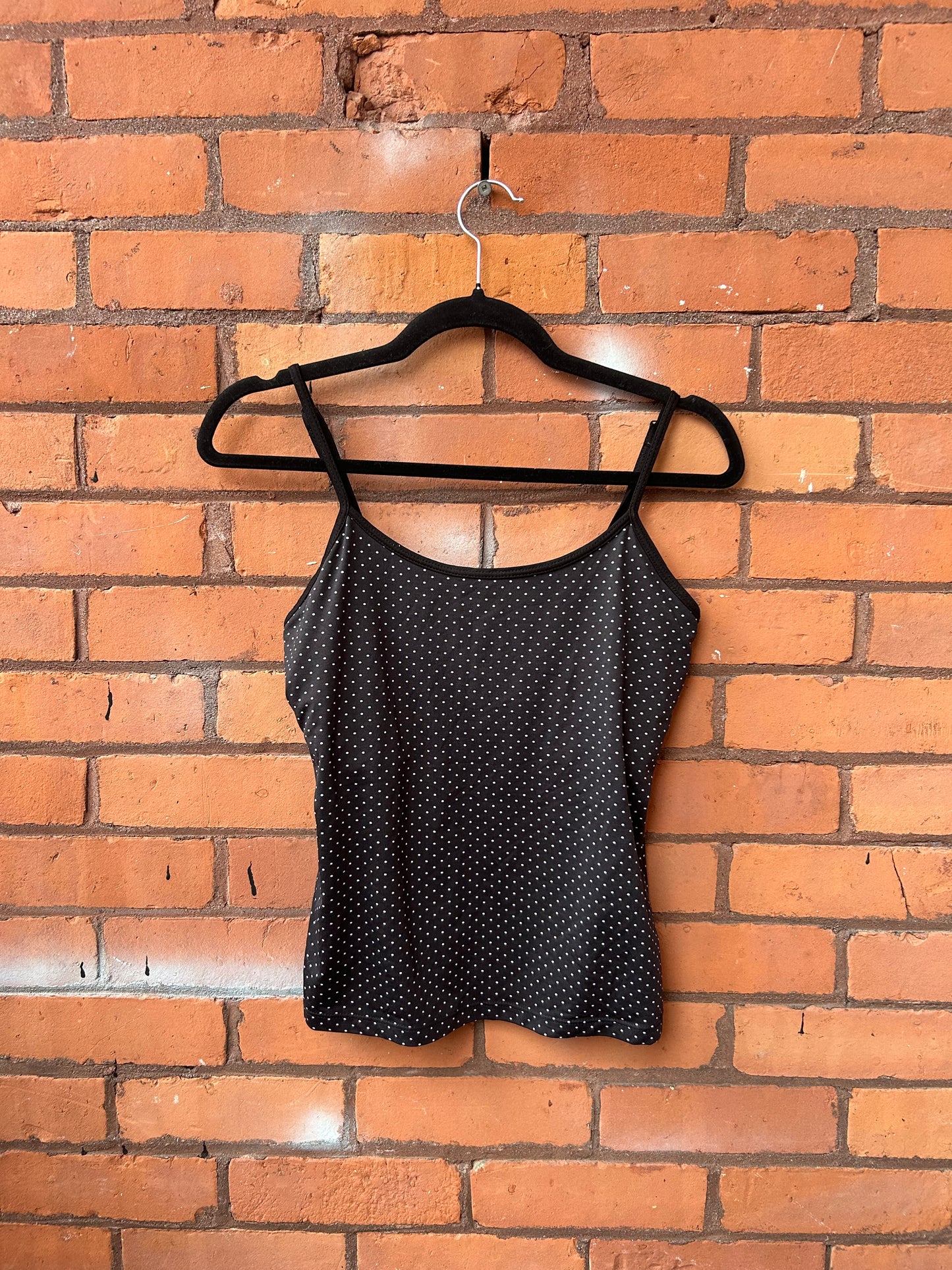 Y2K Vintage Black & White Polka Dot Tank Top / Size S