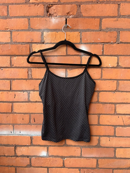 Y2K Vintage Black & White Polka Dot Tank Top / Size S