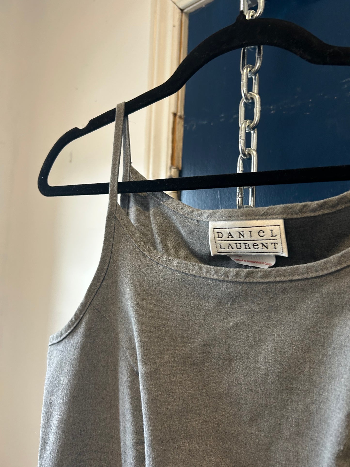 90’s Vintage Grey High Neck Mini Dress / Size 8