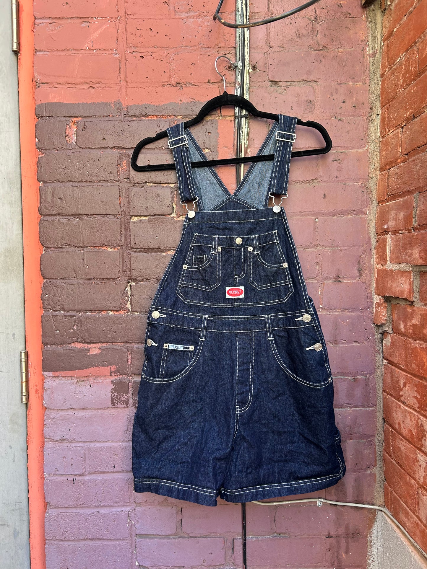 90’s Vintage Dark Wash Short Overalls / Size M