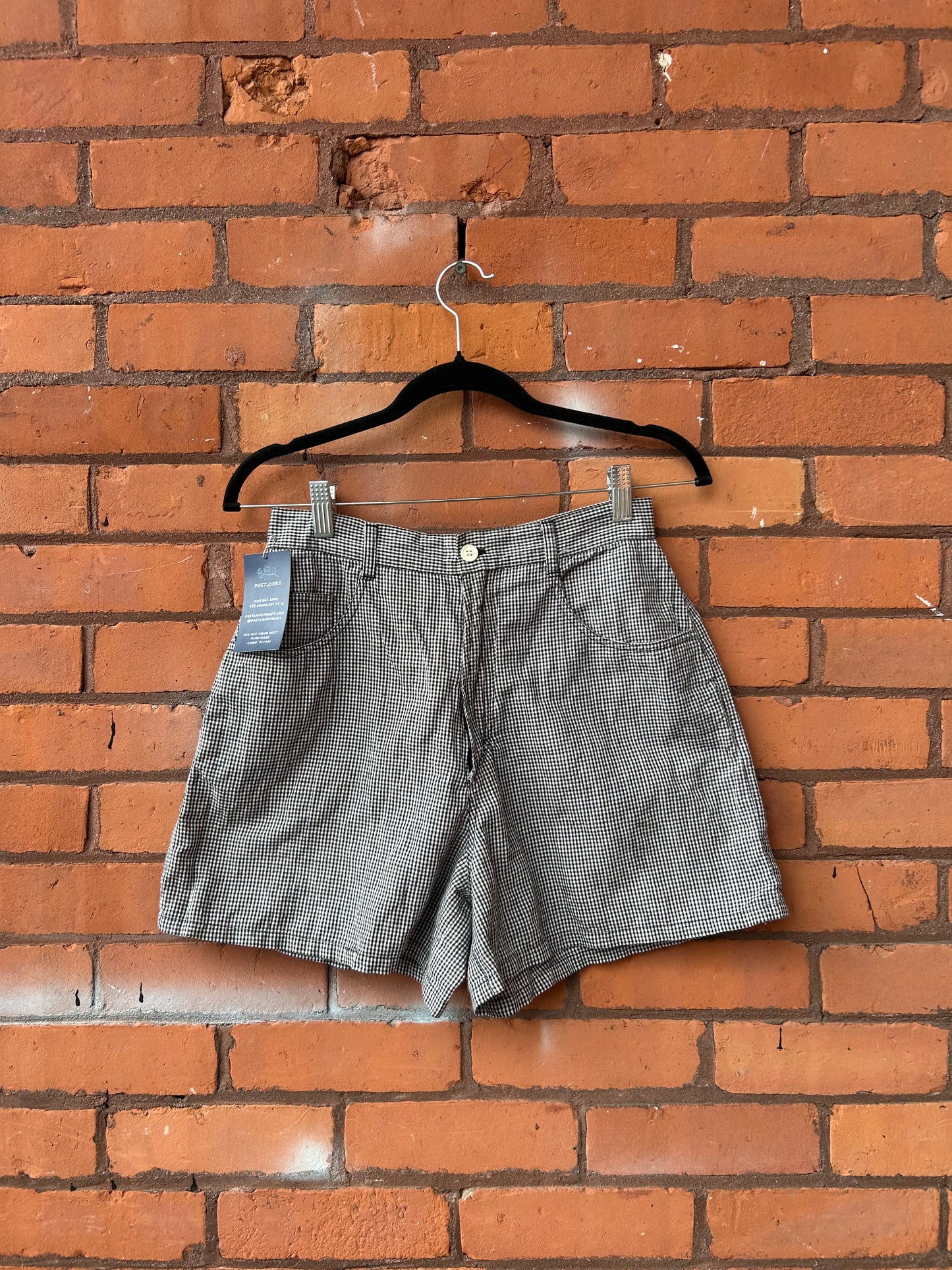 90's Vintage Esprit Black & White Gingham Cotton Shorts / 28 Waist