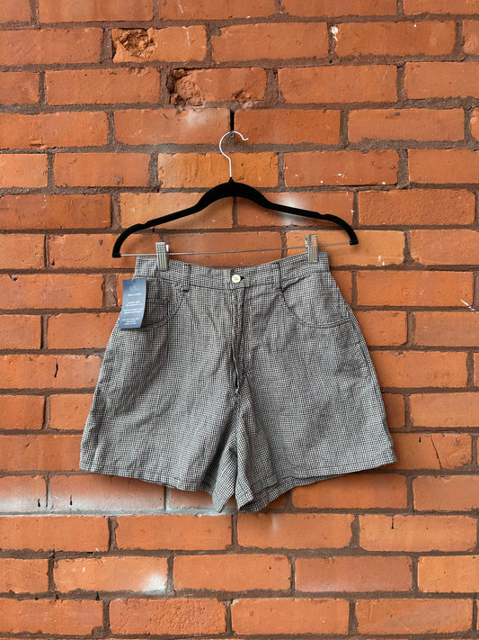 90's Vintage Esprit Black & White Gingham Cotton Shorts / 28 Waist