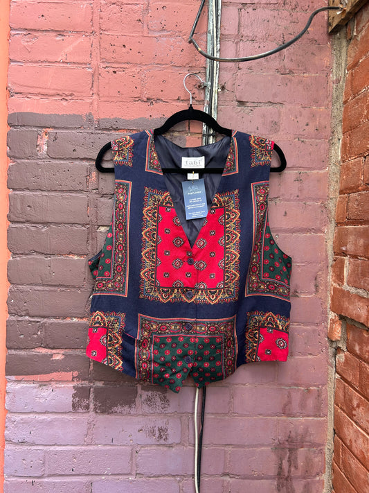 90’s Vintage Patchwork Print Vest / Size L