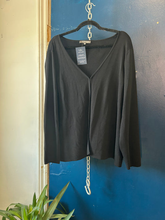 90’s Vintage Black Hook & Eye Cardigan / Size 2X-3X